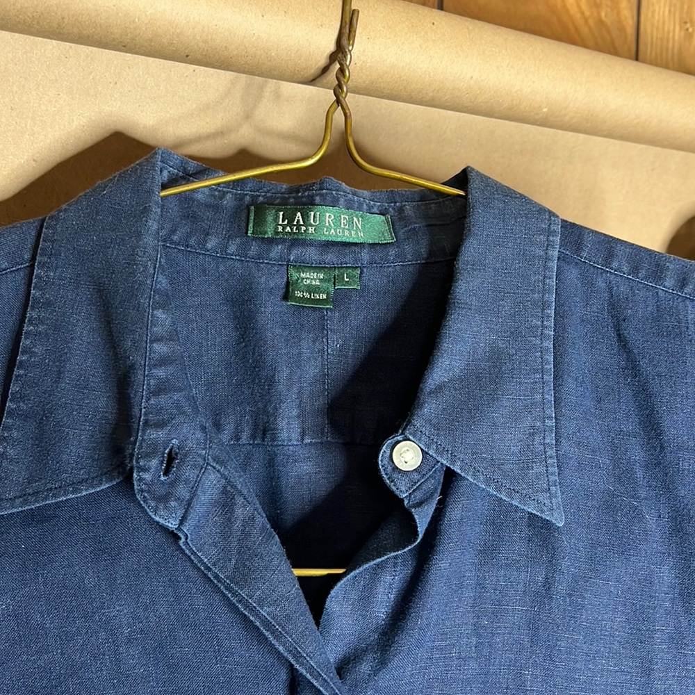 Lauren by Ralph Lauren chambray shirt. Womens large men medium